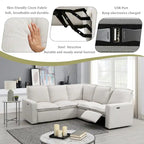 Fauteuil inclinable électrique, canapé d'angle en lin en forme de L, fauteuil moelleux pour cinéma maison avec port USB pour salon