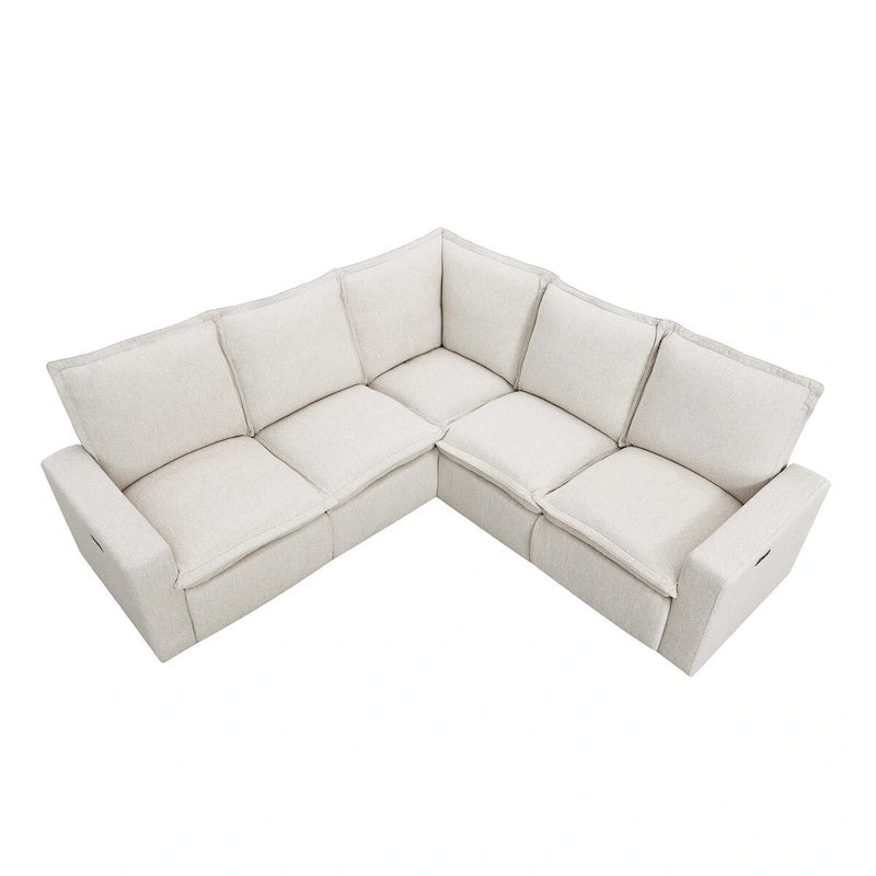 Fauteuil inclinable électrique, canapé d'angle en lin en forme de L, fauteuil moelleux pour cinéma maison avec port USB pour salon