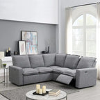 Fauteuil inclinable électrique, canapé d'angle en lin en forme de L, fauteuil moelleux pour cinéma maison avec port USB pour salon