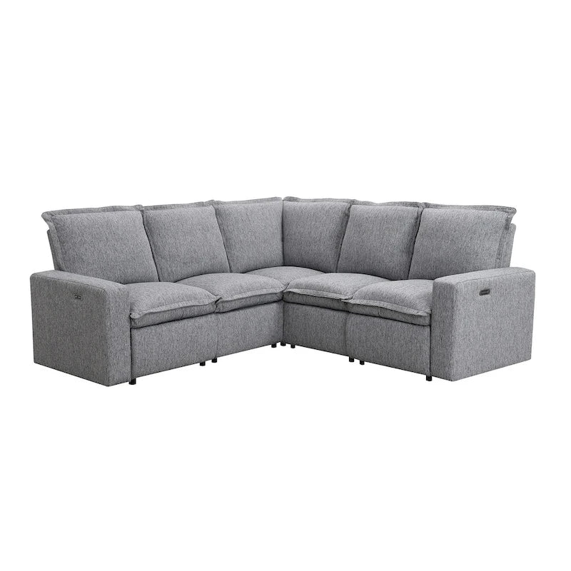 Fauteuil inclinable électrique, canapé d'angle en lin en forme de L, fauteuil moelleux pour cinéma maison avec port USB pour salon