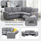 Fauteuil inclinable électrique, canapé d'angle en lin en forme de L, fauteuil moelleux pour cinéma maison avec port USB pour salon