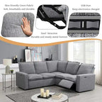 Fauteuil inclinable électrique, canapé d'angle en lin en forme de L, fauteuil moelleux pour cinéma maison avec port USB pour salon
