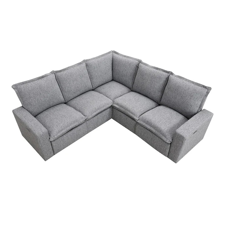 Fauteuil inclinable électrique, canapé d'angle en lin en forme de L, fauteuil moelleux pour cinéma maison avec port USB pour salon