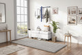 Banc de rangement – Crème / Gris / Bleu, 2 places, Rembourré