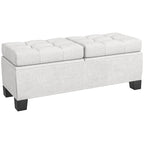 Banc de rangement – Crème / Gris / Bleu, 2 places, Rembourré