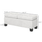Banc de rangement – Crème / Gris / Bleu, 2 places, Rembourré