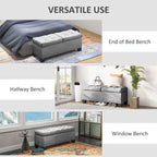 Banc de rangement – Crème / Gris / Bleu, 2 places, Rembourré