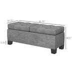 Banc de rangement – Crème / Gris / Bleu, 2 places, Rembourré