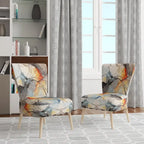 Chaise d'appoint et fauteuil moderne Designart Marble Serenity Colorful Gray Watercolor Waves I, avec formes abstraites et tapisserie