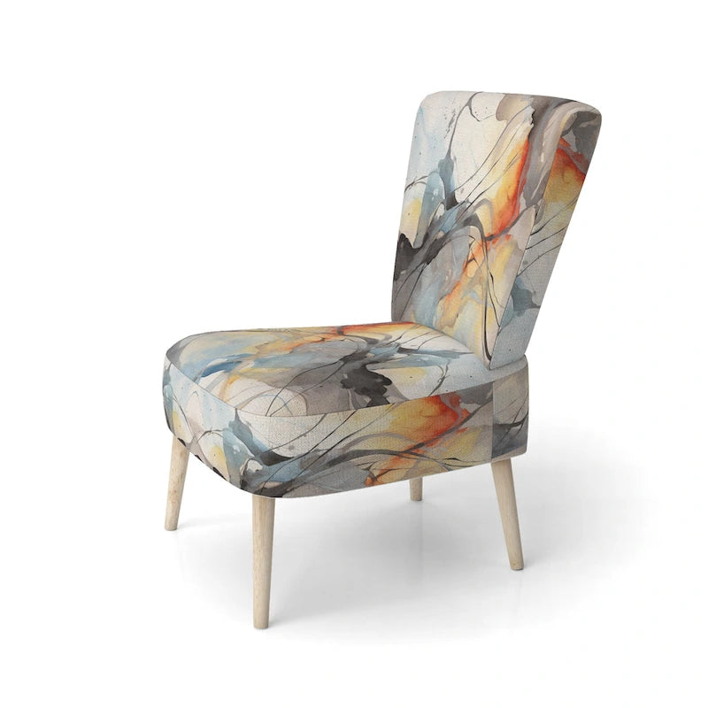 Chaise d'appoint et fauteuil moderne Designart Marble Serenity Colorful Gray Watercolor Waves I, avec formes abstraites et tapisserie