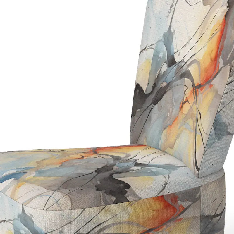 Chaise d'appoint et fauteuil moderne Designart Marble Serenity Colorful Gray Watercolor Waves I, avec formes abstraites et tapisserie