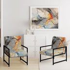 Chaise d'appoint et fauteuil moderne Designart Marble Serenity Colorful Gray Watercolor Waves I, avec formes abstraites et tapisserie