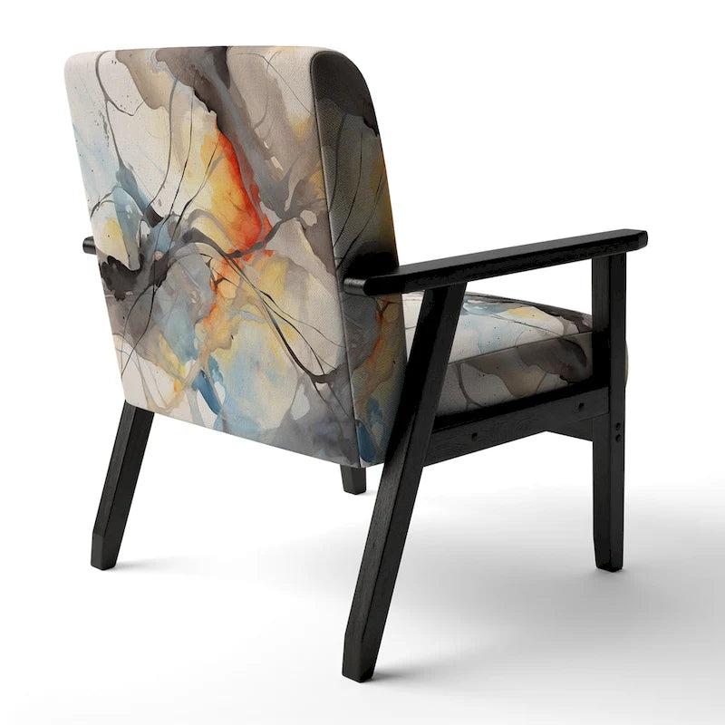 Chaise d'appoint et fauteuil moderne Designart Marble Serenity Colorful Gray Watercolor Waves I, avec formes abstraites et tapisserie