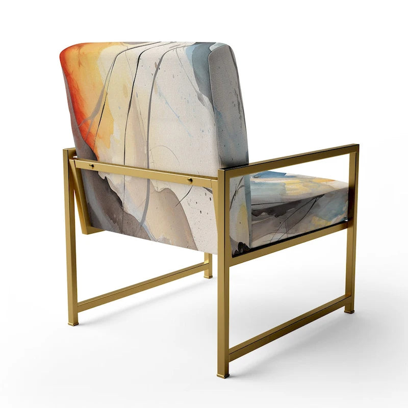 Chaise d'appoint et fauteuil moderne Designart Marble Serenity Colorful Gray Watercolor Waves I, avec formes abstraites et tapisserie