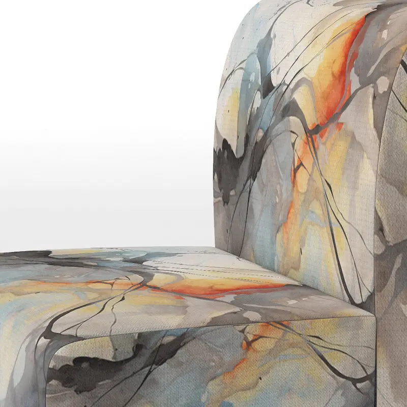 Chaise d'appoint et fauteuil moderne Designart Marble Serenity Colorful Gray Watercolor Waves I, avec formes abstraites et tapisserie