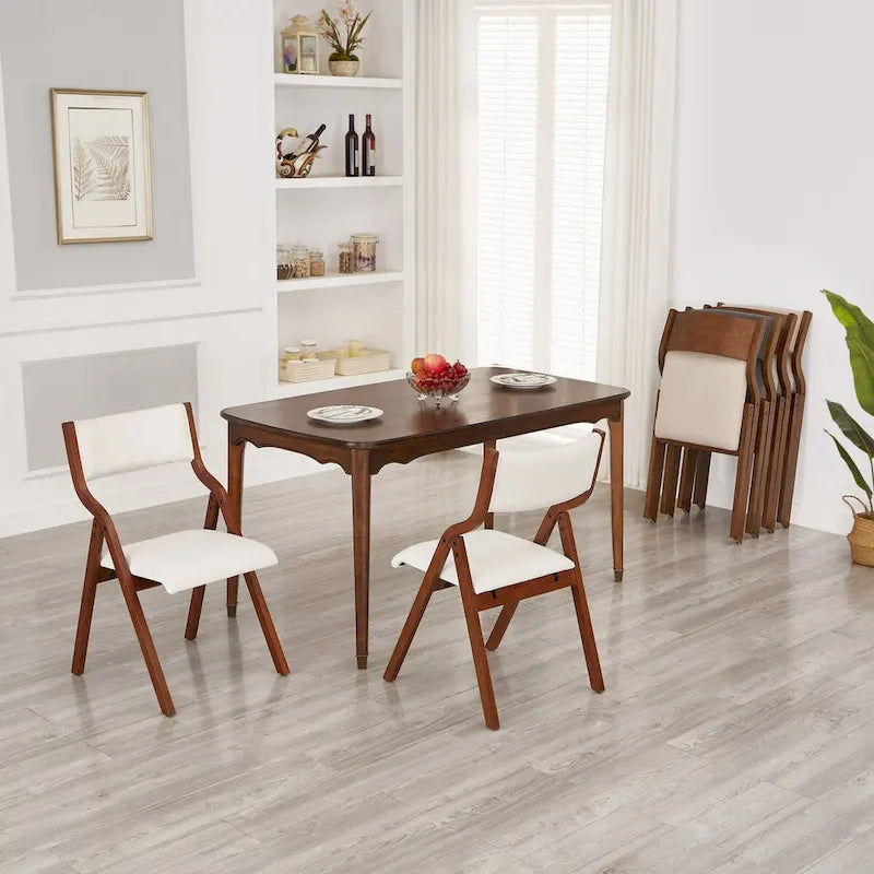 Chaise de salle à manger pliante rembourrée 2 pièces, chaises en bois peu encombrantes