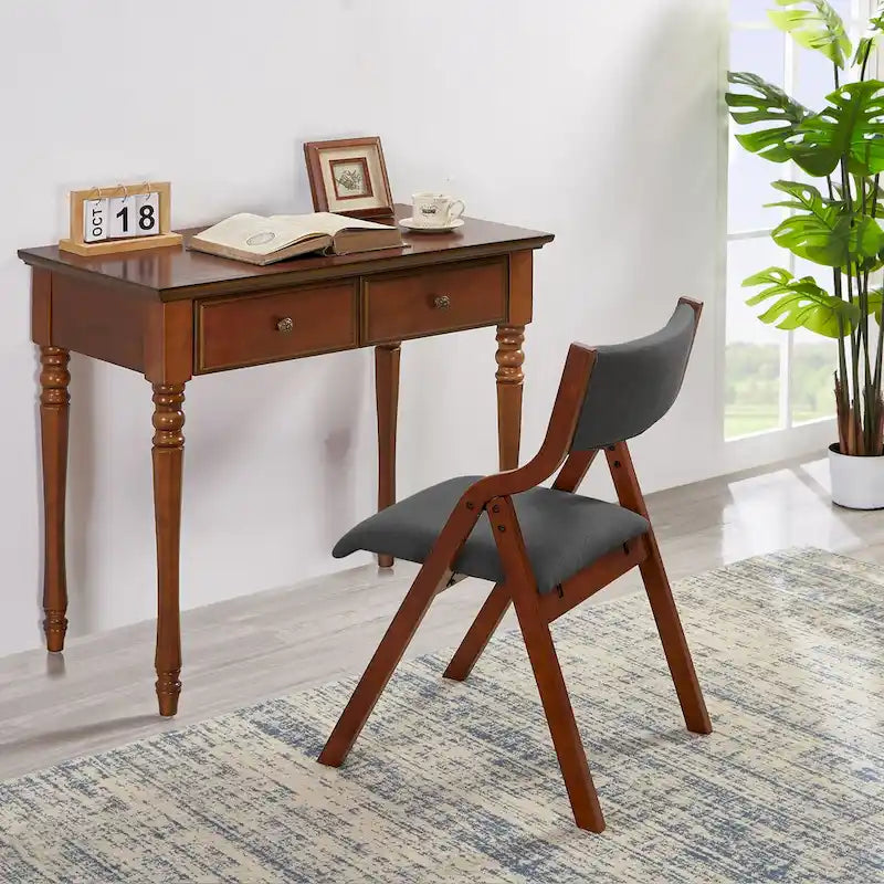 Chaise de salle à manger pliante rembourrée 2 pièces, chaises en bois peu encombrantes