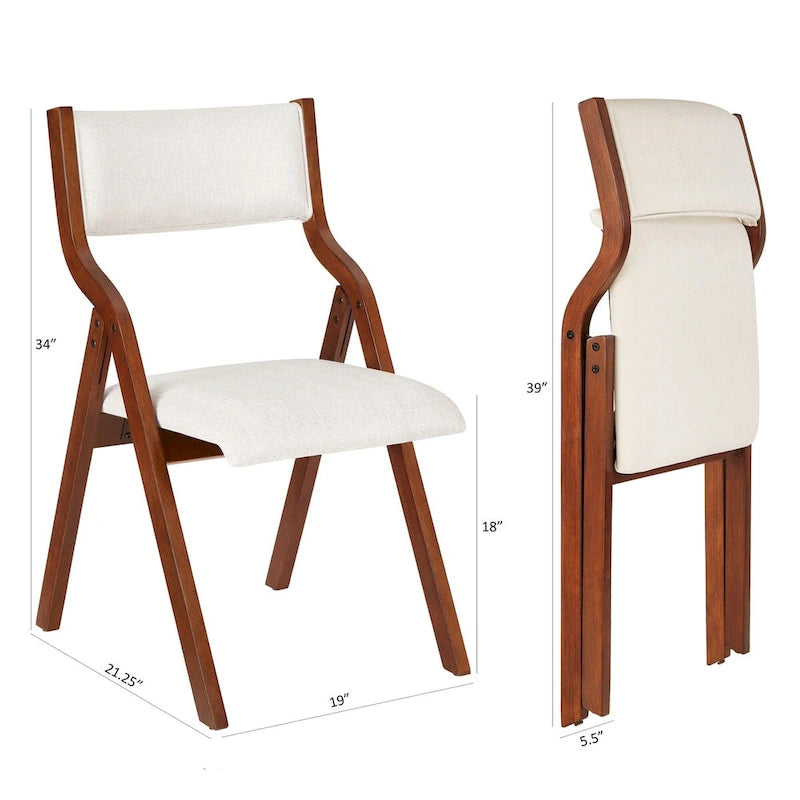 Chaise de salle à manger pliante rembourrée 2 pièces, chaises en bois peu encombrantes