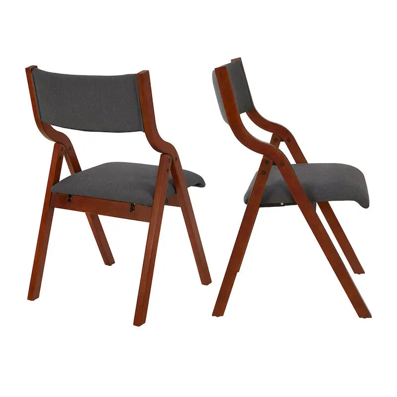 Chaise de salle à manger pliante rembourrée 2 pièces, chaises en bois peu encombrantes