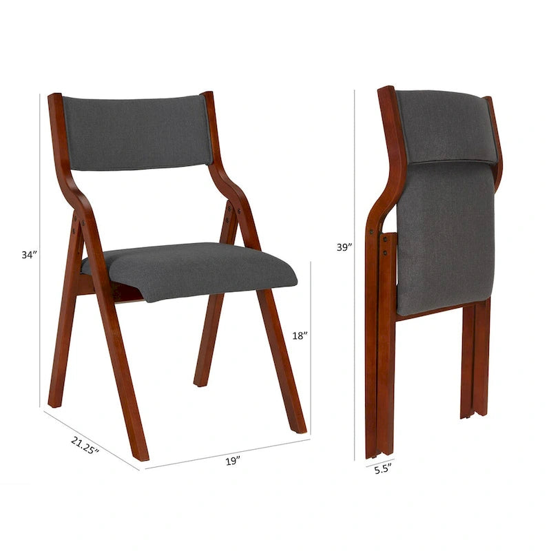 Chaise de salle à manger pliante rembourrée 2 pièces, chaises en bois peu encombrantes