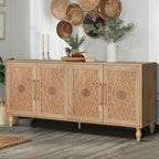 Vaisselier buffet à portes sculptées de fleurs grand meuble de rangement