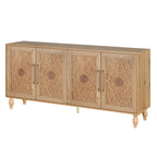 Vaisselier buffet à portes sculptées de fleurs grand meuble de rangement
