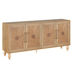 Vaisselier buffet à portes sculptées de fleurs grand meuble de rangement