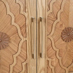 Vaisselier buffet à portes sculptées de fleurs grand meuble de rangement