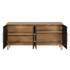 Vaisselier buffet à portes sculptées de fleurs grand meuble de rangement