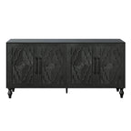 Vaisselier buffet à portes sculptées de fleurs grand meuble de rangement
