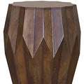HomeRoots 23 Dark Brown Solid Wood Drum End Table - 16.4