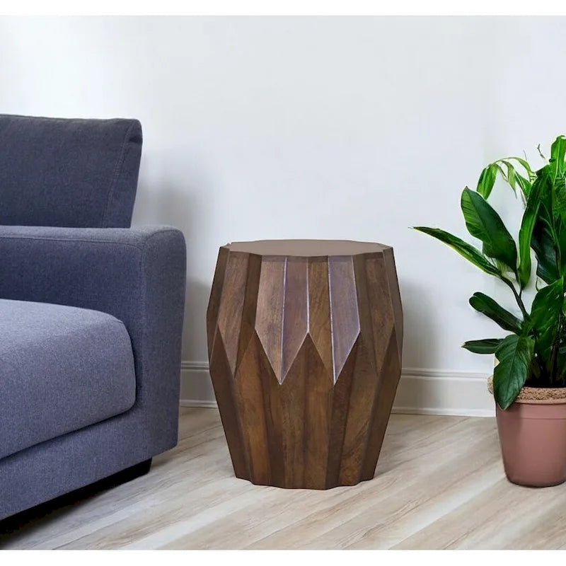 Table d'appoint ronde en bois marron foncé, unique, 41,7 cm