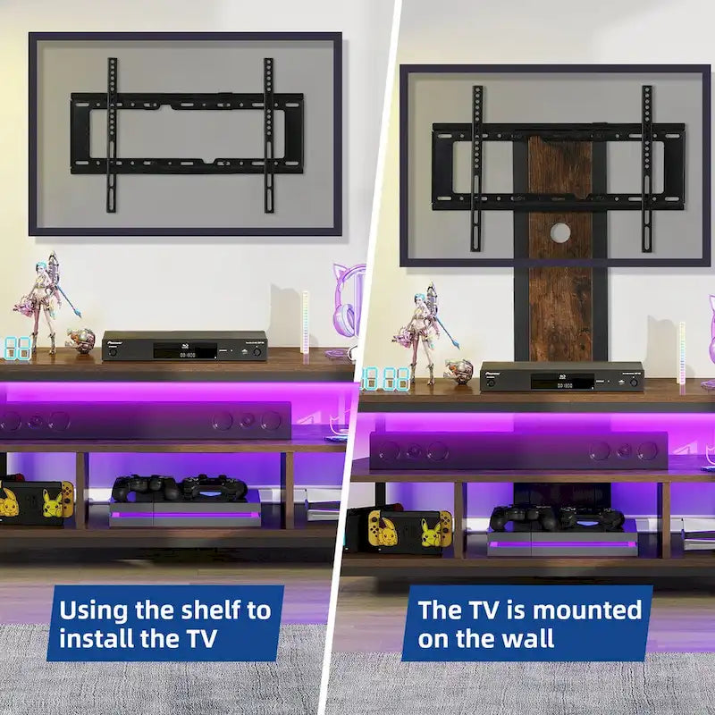 Meuble TV Moasis à éclairage LED avec support, prise de courant et port USB pour téléviseurs jusqu'à 70 pouces