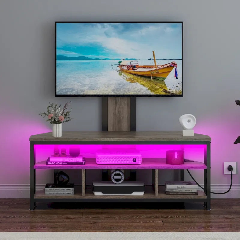 Meuble TV Moasis à éclairage LED avec support, prise de courant et port USB pour téléviseurs jusqu'à 70 pouces