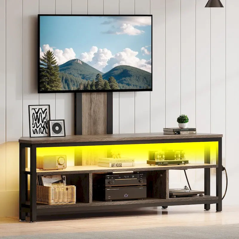 Meuble TV Moasis à éclairage LED avec support, prise de courant et port USB pour téléviseurs jusqu'à 70 pouces