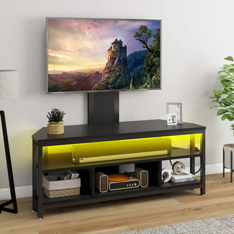 Meuble TV Moasis à éclairage LED avec support, prise de courant et port USB pour téléviseurs jusqu'à 70 pouces