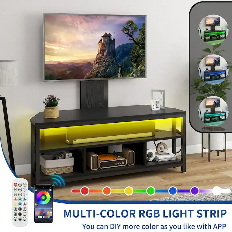 Meuble TV Moasis à éclairage LED avec support, prise de courant et port USB pour téléviseurs jusqu'à 70 pouces